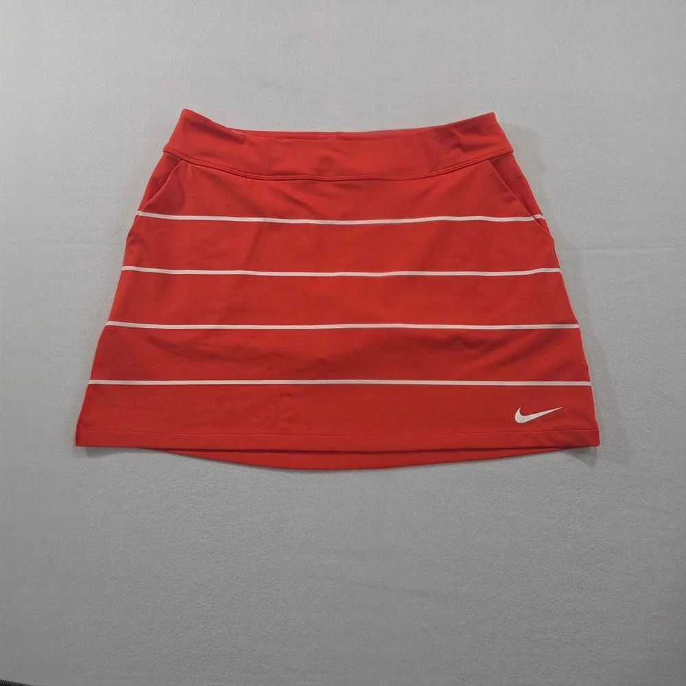 Nike Golf Dri-FIT Striped Skort Tennis Athletic Skirt Built-In Shorts Red M EUC
